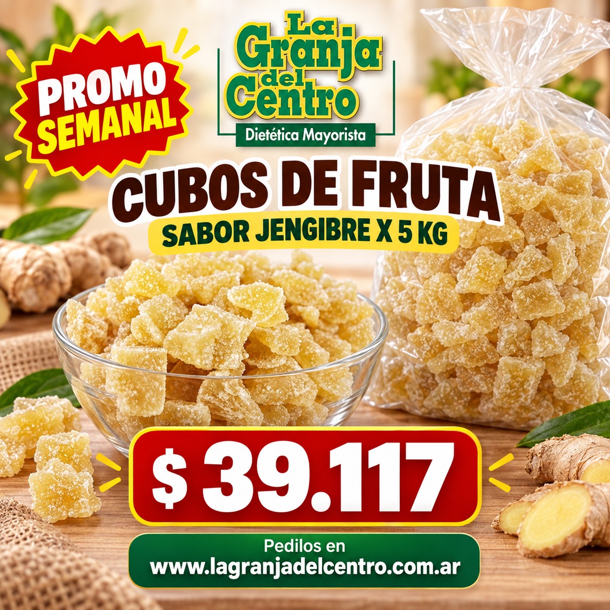 Ofertas y Promociones CUBOS DE FRUTA SABOR JENGIBRE X 5 KG promo semanal